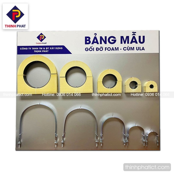  Bảng mẫu một số kích thước gối PU Foam và cùm Ula tại Thịnh Phát