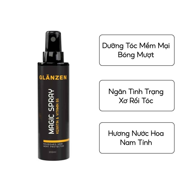 Xịt dưỡng tóc Glanzen Magic Spray 200ml Dưỡng tóc mềm mại