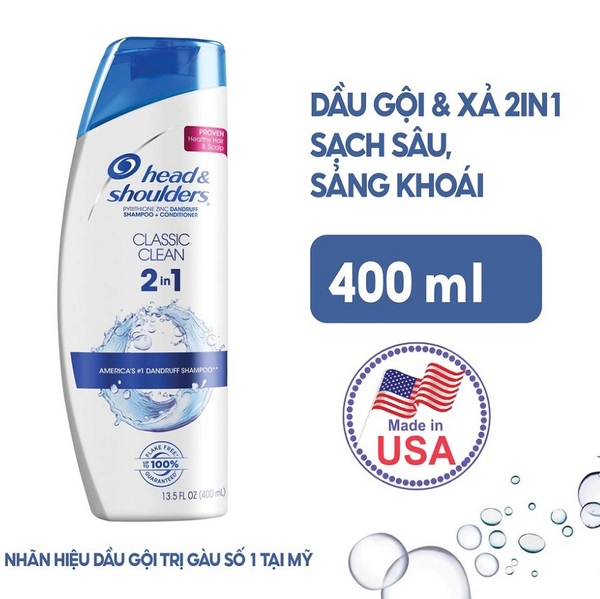 Dầu Gội & Xả 2in1 Head&Shoulders Mỹ 380/400ml