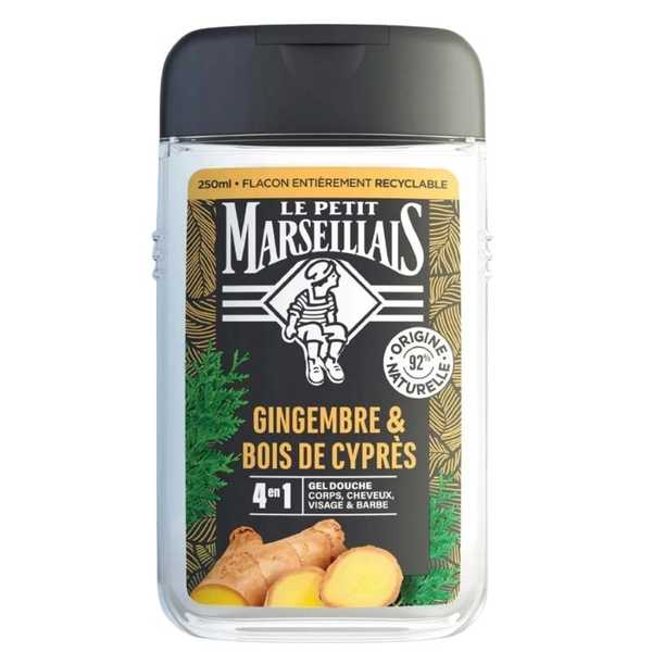 Gel Tắm Pháp dành cho Nam Le Petit Marseillais 4in1 Chiết Xuất Gừng & Gỗ Bách Hương