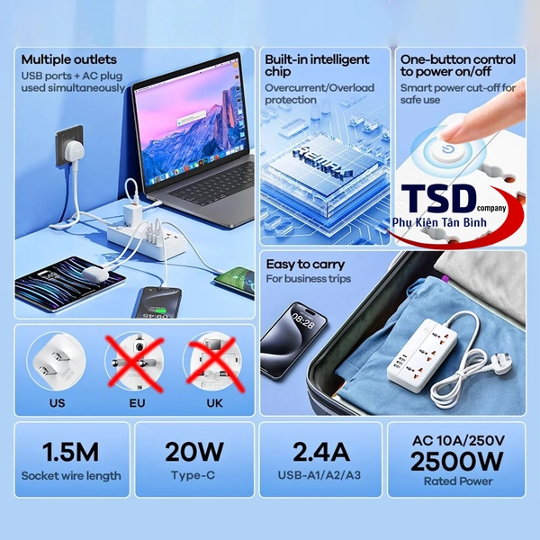 Ổ Điện Đa Năng Có Cổng Sạc Thông Minh Remax RP-U153 Chính Hãng | Phụ ...