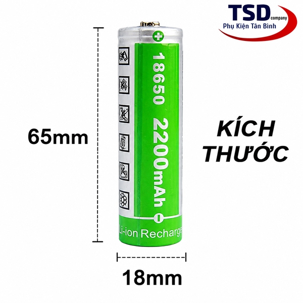 Pin Sạc Lithium-ion 18650 4.2V 2200mAh | Phụ Kiện Tân Bình