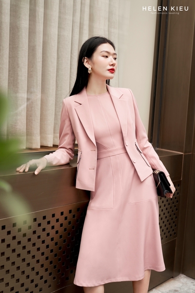 Áo vest hồng form lửng 1 khuy V21100012V