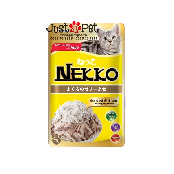 Nekko Tuna topping Shirasu in Jelly 70g / Sốt cá ngừ và cá cơm cho mèo