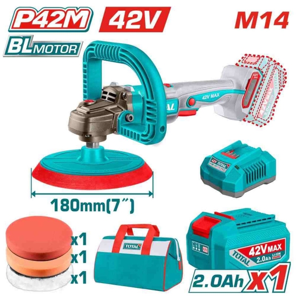 Máy đánh bóng dùng pin 42V Total TAPLI42181 180mm (1 Pin 2.0Ah, 1 Sạc)