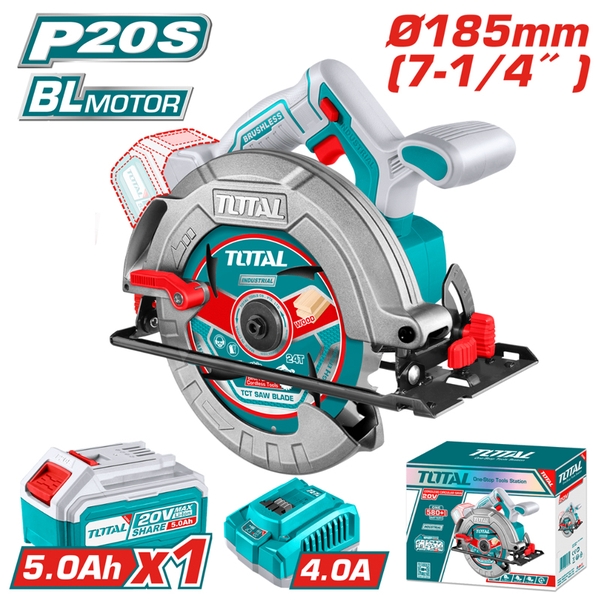 Máy cưa đĩa tròn không chổi than dùng pin 20V TSLI18513 TOTAL