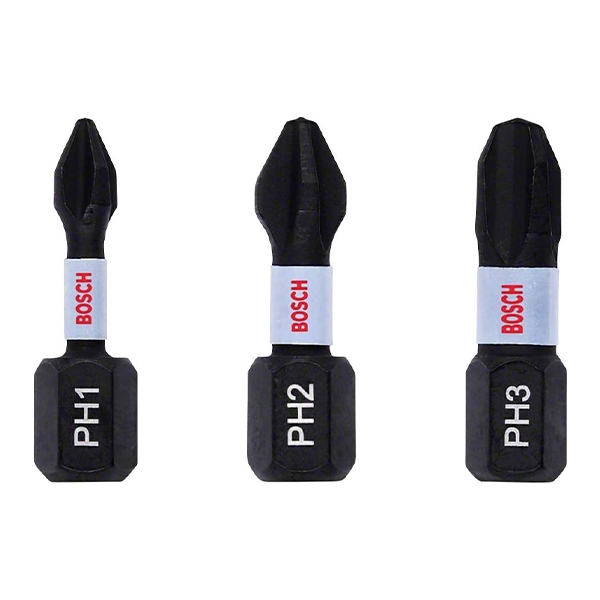 Bộ 3 đầu vặn vít Impact Control 25mm (PH1, PH2, PH3) Bosch 2608522470