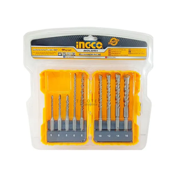 Bộ 9 Mũi Khoan Bê Tông Đuôi Gài AKDL30901 INGCO