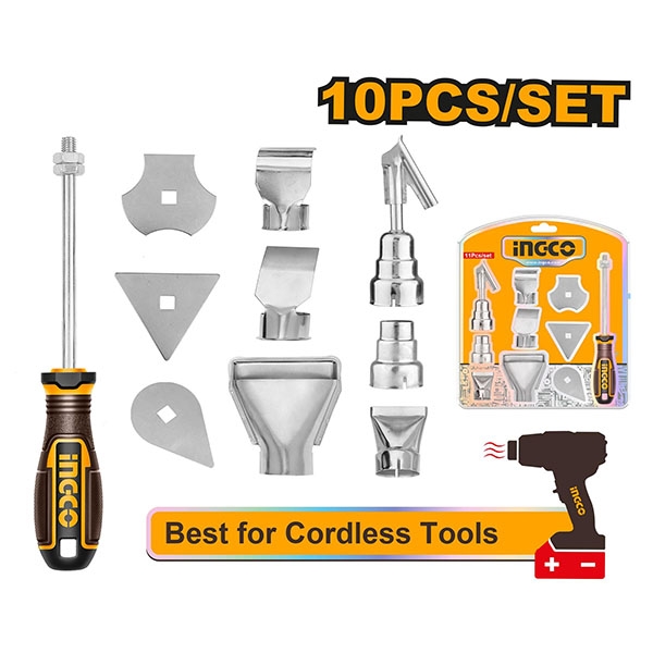 Bộ 10 Món Phụ Kiện Máy Thổi Nhiệt (Điện/Pin) HGA0131 INGCO