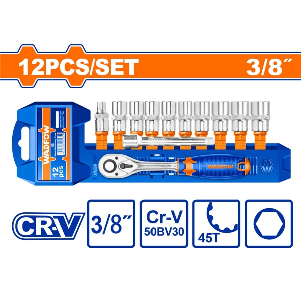 Bộ 12 Chi Tiết Tay Vặn Đầu Tuýp 3/8