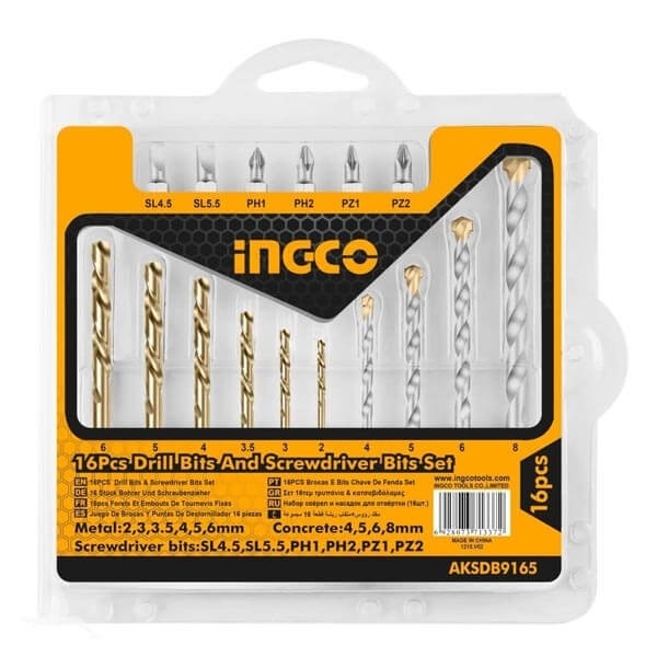 Bộ 16 Mũi Khoan Kim Loại Và Mũi Bắt Vít AKSDB9165 INGCO