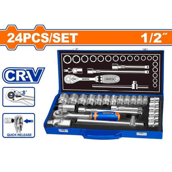 Bộ 24 Chi Tiết Tay Vặn Đầu Tuýp 1/2