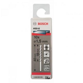 Mũi khoan sắt HSS-G 1.5mm (hộp 10 mũi) Bosch 2608595050