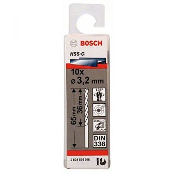 Mũi khoan sắt HSS-G 3.2mm (hộp 10 mũi) Bosch 2608595056