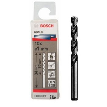 Mũi khoan sắt HSS-G 1mm (hộp 10 mũi) Bosch 2608595049