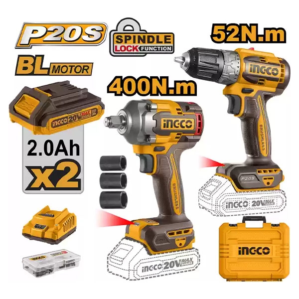 Bộ Combo Máy Khoan & Máy Siết Bu Lông Dùng Pin 20V CKLI20271 INGCO