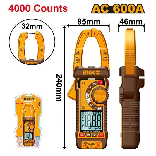 Đồng Hồ Kẹp Kỹ Thuật Số Ac/Dc 600A-6000 SốĐếm DCM66002 INGCO