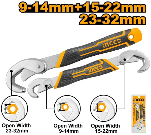 Bộ 2 Mỏ Lết Đa Năng 9-32Mm HBWS09328 INGCO