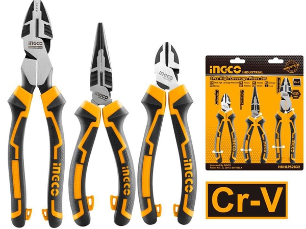 Bộ 3 Kềm Răng,Cắt Và Nhọn Cao Cấp HKHLPS2832 INGCO