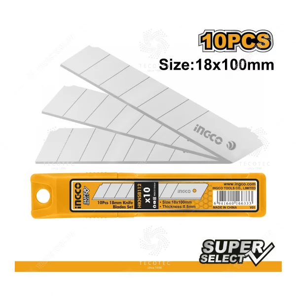 Bộ 10 Lưỡi Dao Rọc Giấy 18X100Mm HKNSB112 INGCO