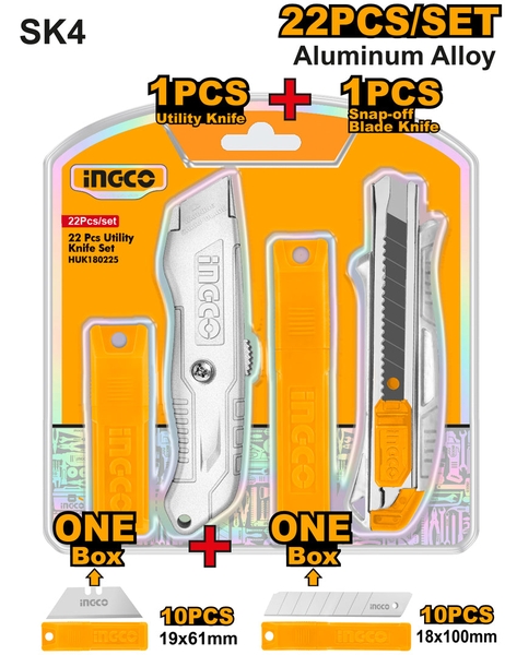 Bộ 22 Món Dao Và Lưỡi Rọc Giấy HUK180225 INGCO