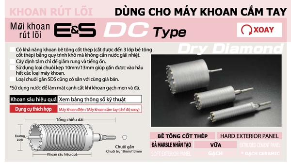 ES-D60SDS -Mũi khoét rút lõi UNIKA - E&S Core Drill DC type