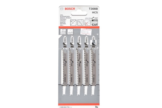 Lưỡi cưa lọng T 308 B -Gỗ (bộ 5 lưỡi) Bosch 2608900551