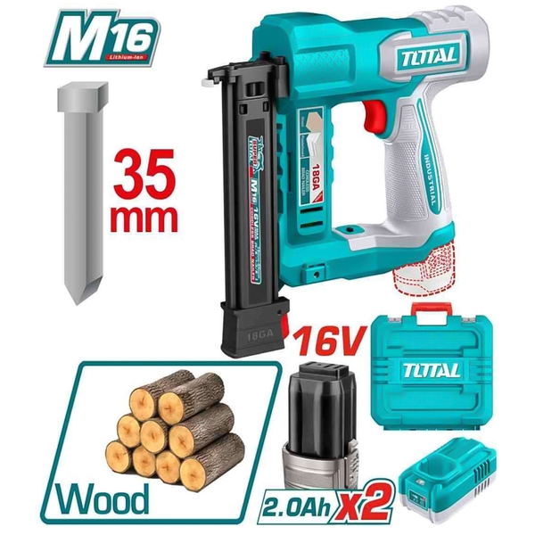 Máy bắn đinh thẳng dùng pin 16V TCBNLI2038 TOTAL (2 Pin & 1 Sạc)