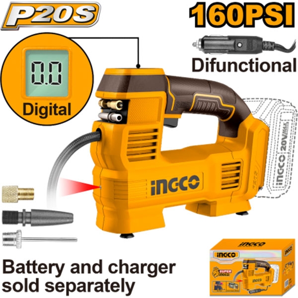 Máy Bơm Hơi Lốp Xe Ô Tô Dùng Pin 20V-160Psi CACLI2012 INGCO