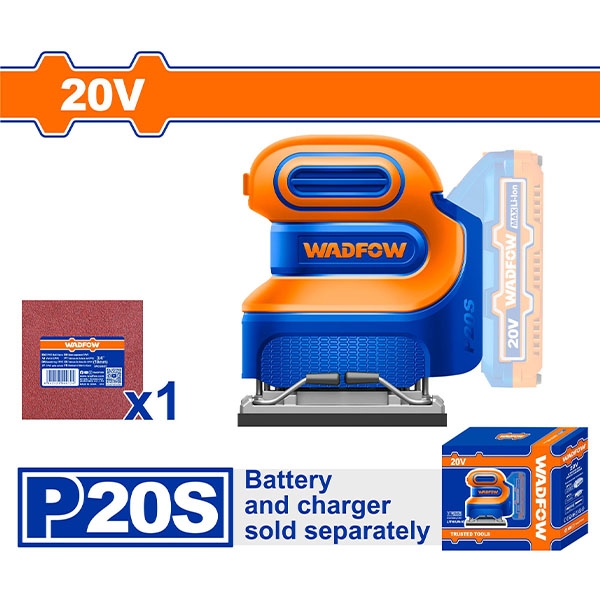 Máy chà nhám vuông dùng pin 20V (không kèm pin sạc) WADFOW - WRAP5010