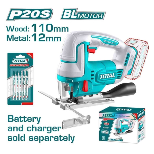 Máy cưa lọng không chổi than dùng pin 20V (không kèm pin & sạc) TJSLI1008 TOTAL