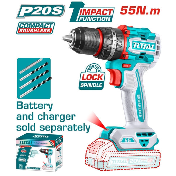 Máy khoan động lực dùng pin 20V TOTAL TIDLI205581 (Chưa Pin Sạc)