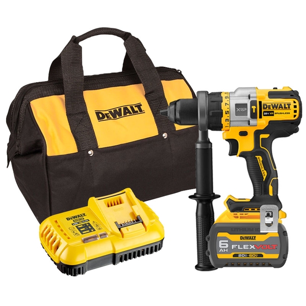 Máy khoan búa dùng pin FlexVolt 20V/60V Dewalt DCD999T1 (Thân máy + 1 pin FLEX DCB606 6Ah + Sạc DCB118 + Túi vải)