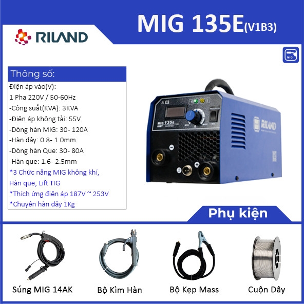 MÁY HÀN RILAND MIG 135E MẪU MỚI