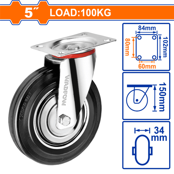 Bánh xe đẩy cao su xoay 5