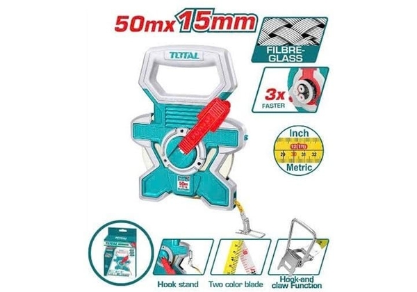 Thước dây sợi thủy tinh 50mx15mm Total TMTF18506