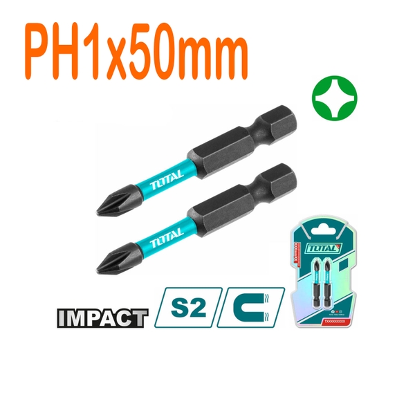 Bộ 2 mũi bắt vít PH1x50mm TACIM71PH150 TOTAL
