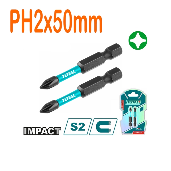 Bộ 2 mũi bắt vít PH2x50mm TACIM71PH250 TOTAL