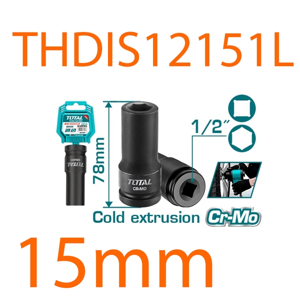 Đầu tuýp tác động sâu 1/2 inch 15mm THDIS12151L TOTAL