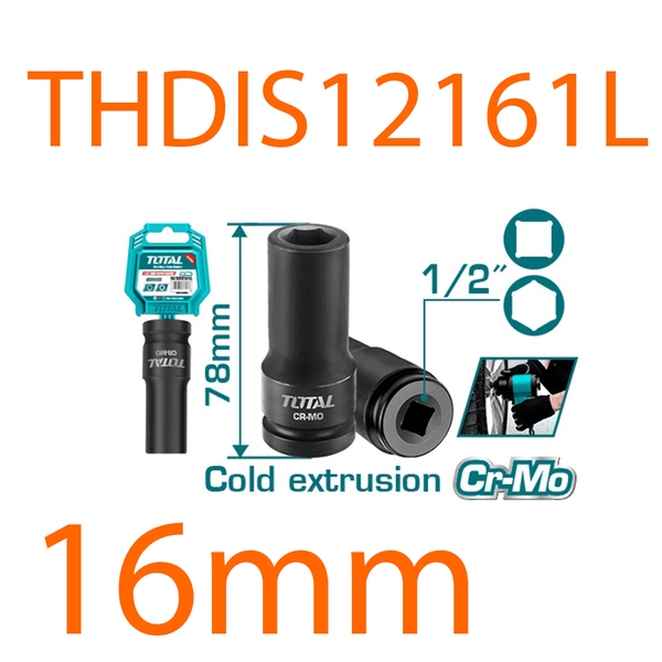 Đầu tuýp tác động sâu 1/2 inch 16mm THDIS12161L TOTAL