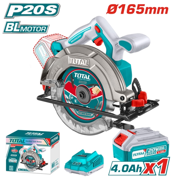 Máy cưa đĩa tròn không chổi than dùng pin Lithium 20V  TSLI16521 TOTAL