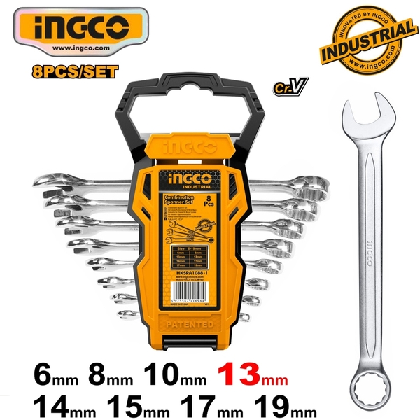 Bộ 8 Cờ Lê Vòng Miệng (6-19Mm) HKSPA1088-I INGCO