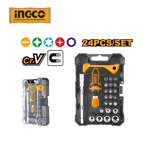 Bộ 18 Tua Vít Tay Cầm Chữ T HKSDB0188 INGCO