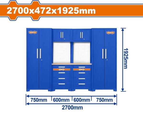 Bộ 6 Tủ Lưu Trữ Đồ Nghề Trong Gara 2700x472x1925mm WCS3A06 WADFOW