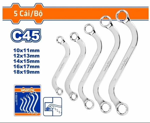 Bộ 5 Cờ Lê Hai Đầu Vòng Hình Chữ S WFR4405 WADFOW