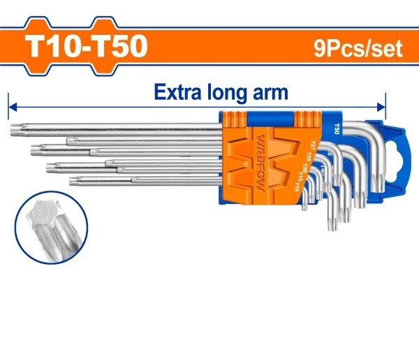 Bộ 9 Chìa Lục Giác Sao Dài T10-T50 WHK3292 WADFOW