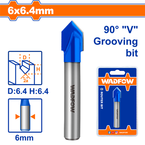 Mũi Phay Gỗ Cắt Rãnh V 6X6.4Mm WRG2401 WADFOW