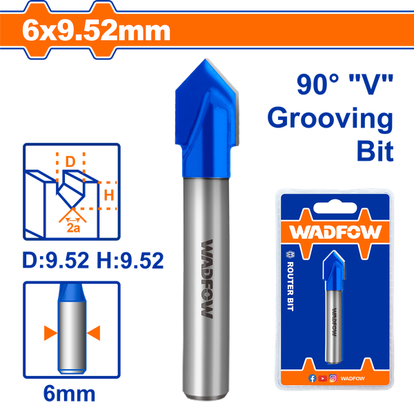Mũi Phay Gỗ Cắt Rãnh V 6X9.5Mm WRG2403 WADFOW