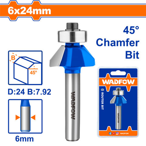 Mũi Phay Gỗ Vát 45° 6X6X24Mm WRG3402 WADFOW