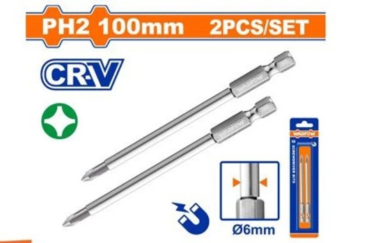 Bộ 2 Mũi Vít Bake Nối Dài Ph2X100Mm WSV9KPH2 WADFOW